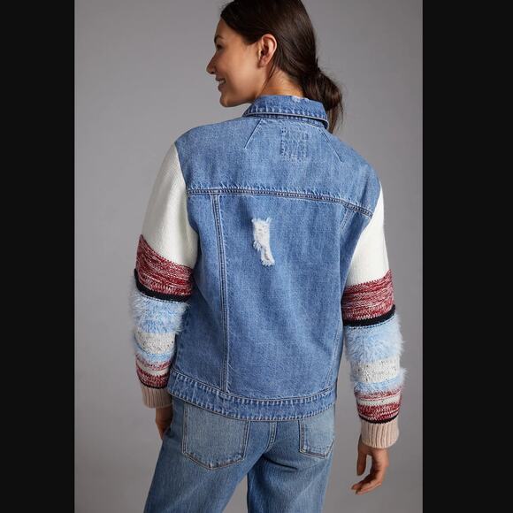 Avec Les Filles Sweater Sleeve Trucker Jacket - Small - NEW - Picture 5 of 9